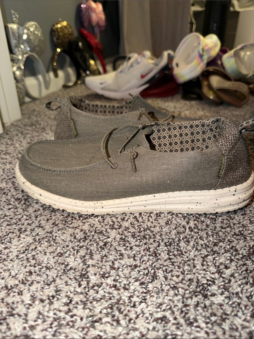 Casual Slip-On Woman’s Shoe in Olive Gray - Comfortable Everyday Style
